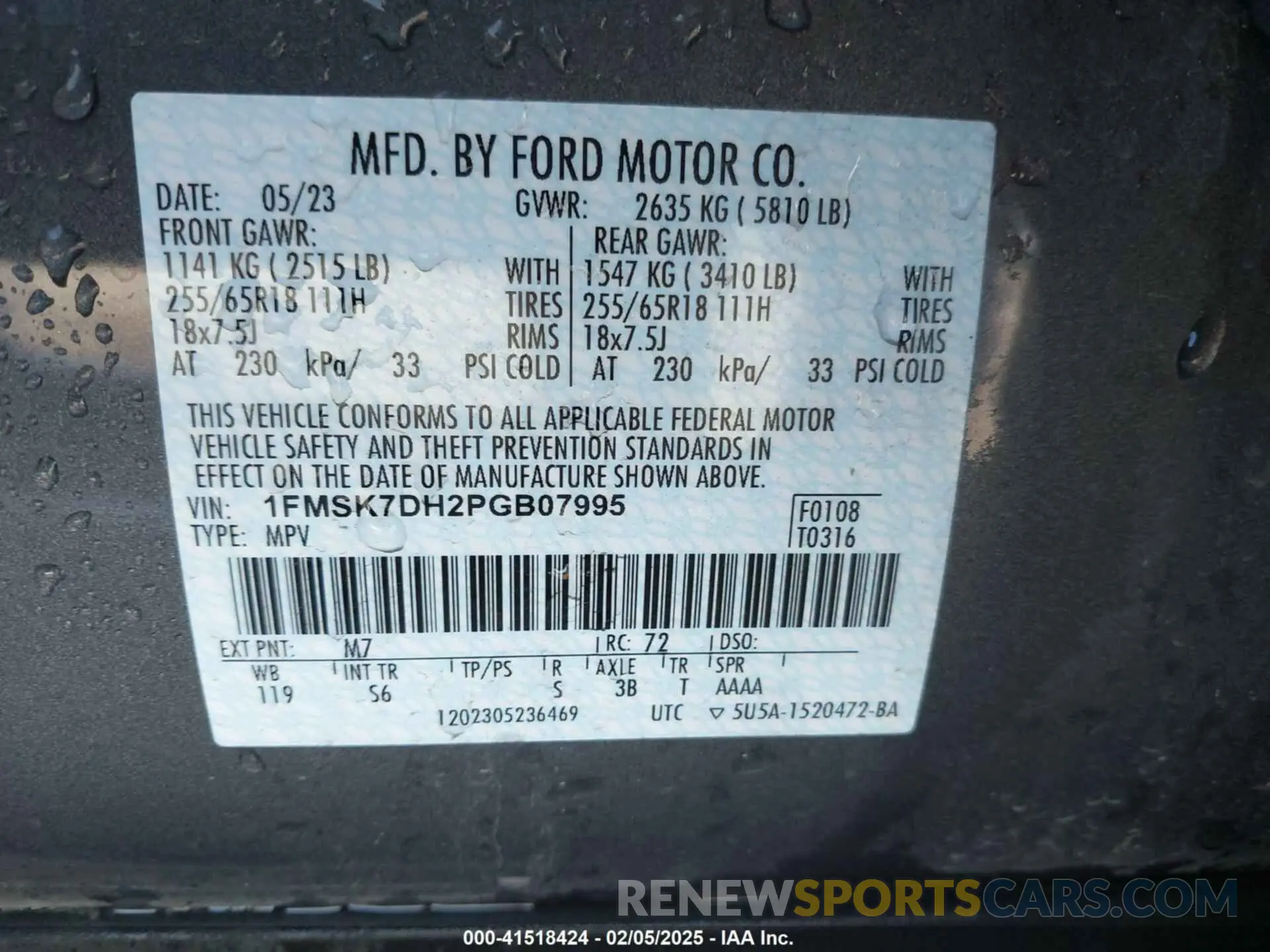 9 Photograph of a damaged car 1FMSK7DH2PGB07995 FORD EXPLORER 2023