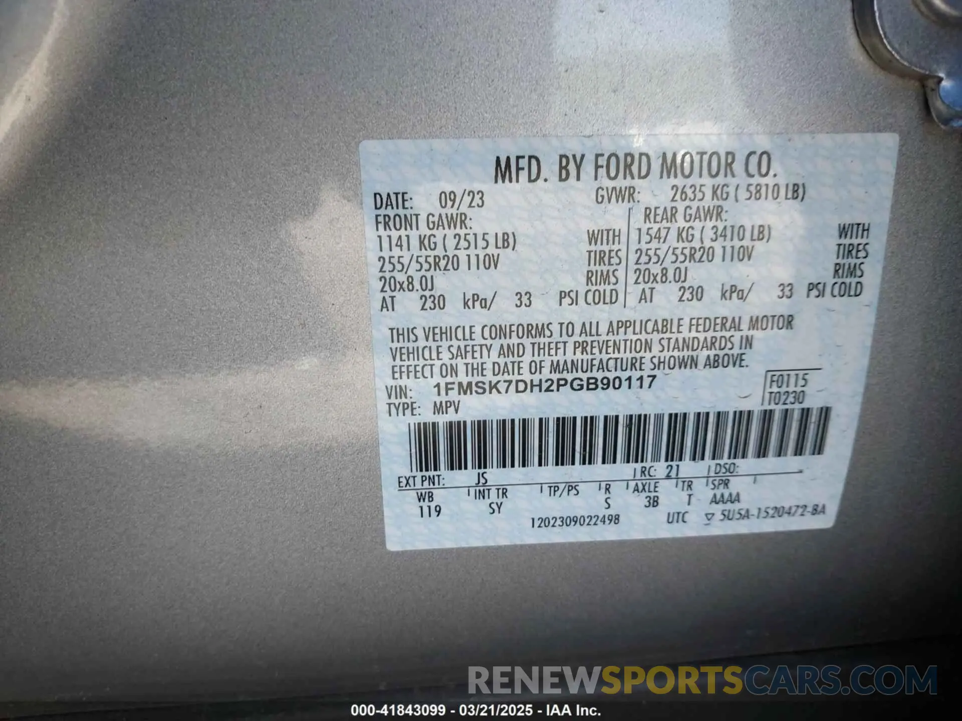 9 Photograph of a damaged car 1FMSK7DH2PGB90117 FORD EXPLORER 2023