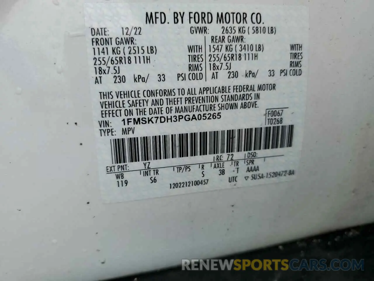13 Photograph of a damaged car 1FMSK7DH3PGA05265 FORD EXPLORER 2023