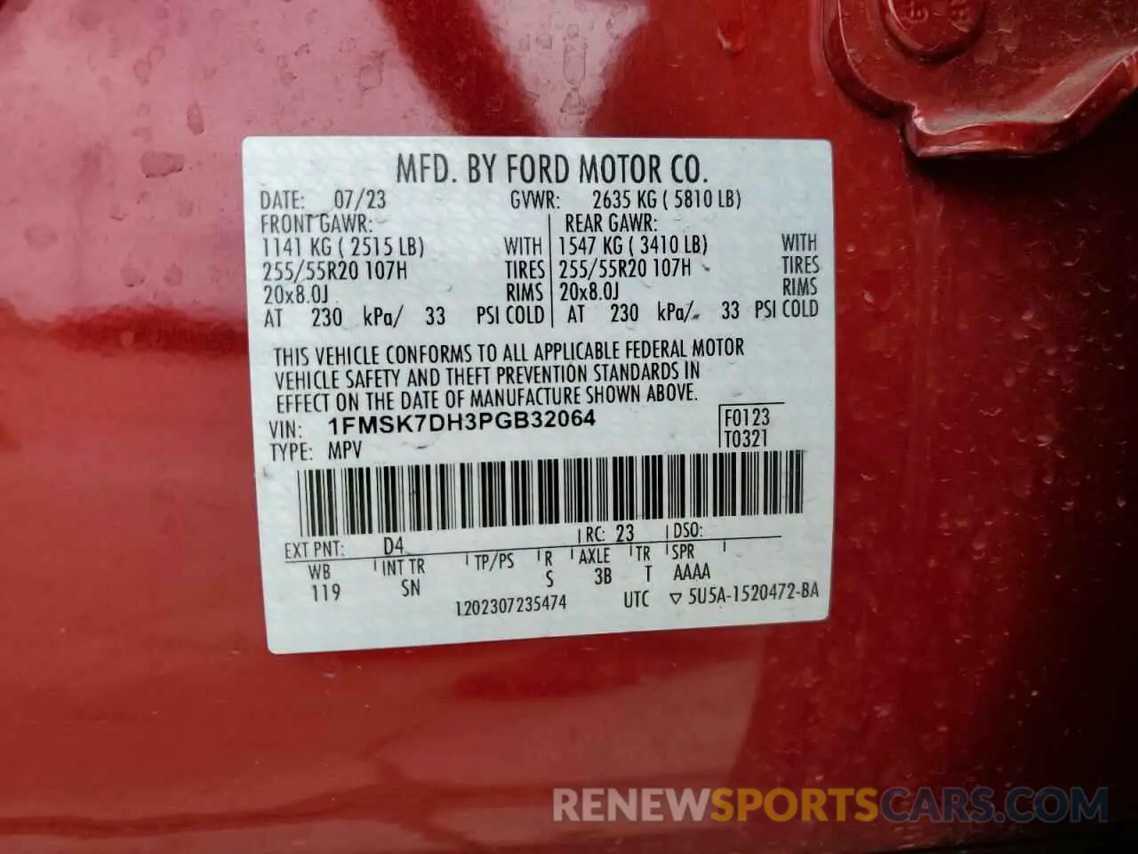 14 Photograph of a damaged car 1FMSK7DH3PGB32064 FORD EXPLORER 2023