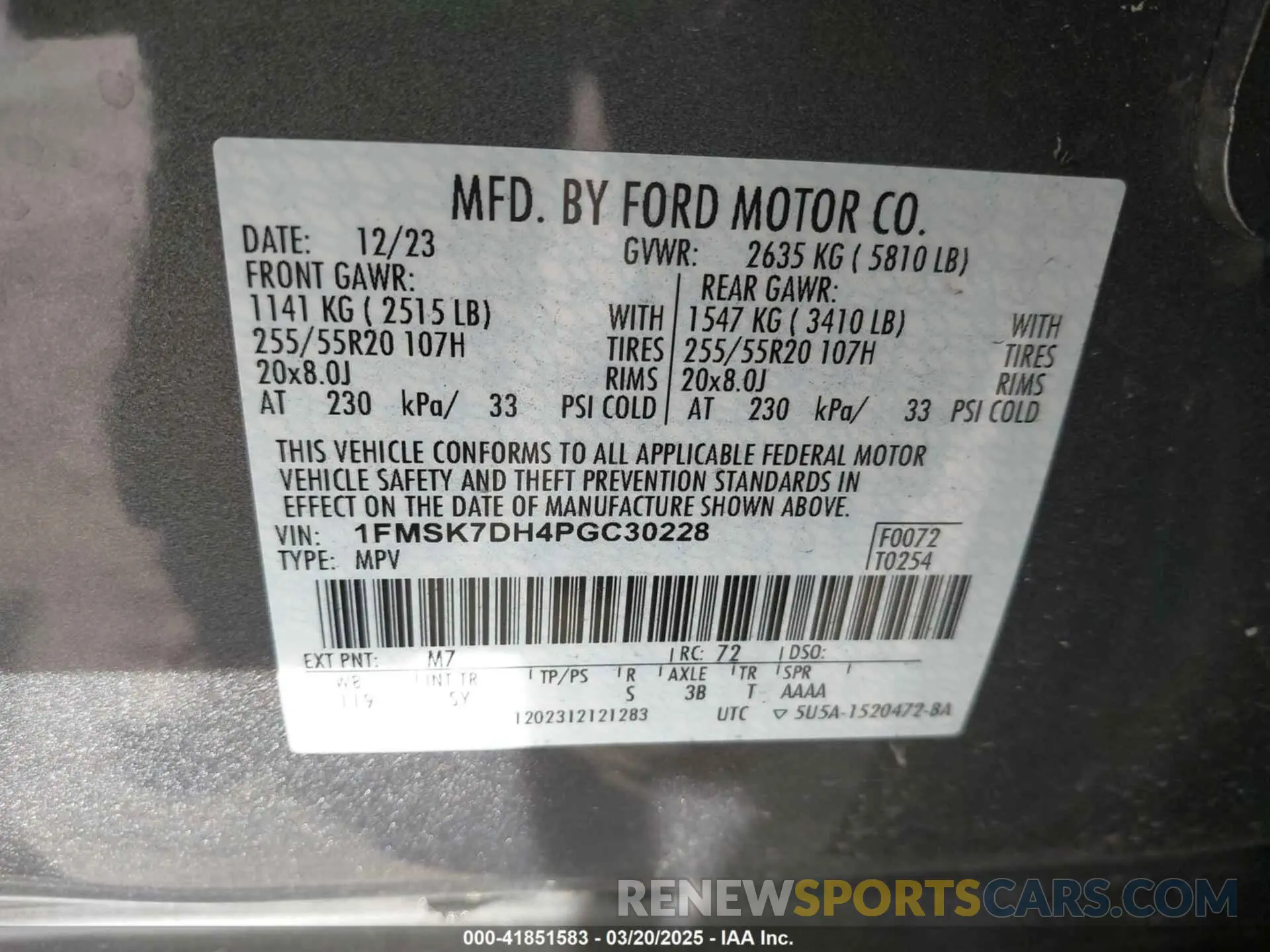 9 Photograph of a damaged car 1FMSK7DH4PGC30228 FORD EXPLORER 2023