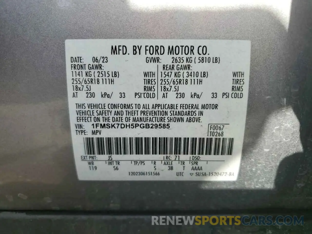 14 Photograph of a damaged car 1FMSK7DH5PGB29585 FORD EXPLORER 2023