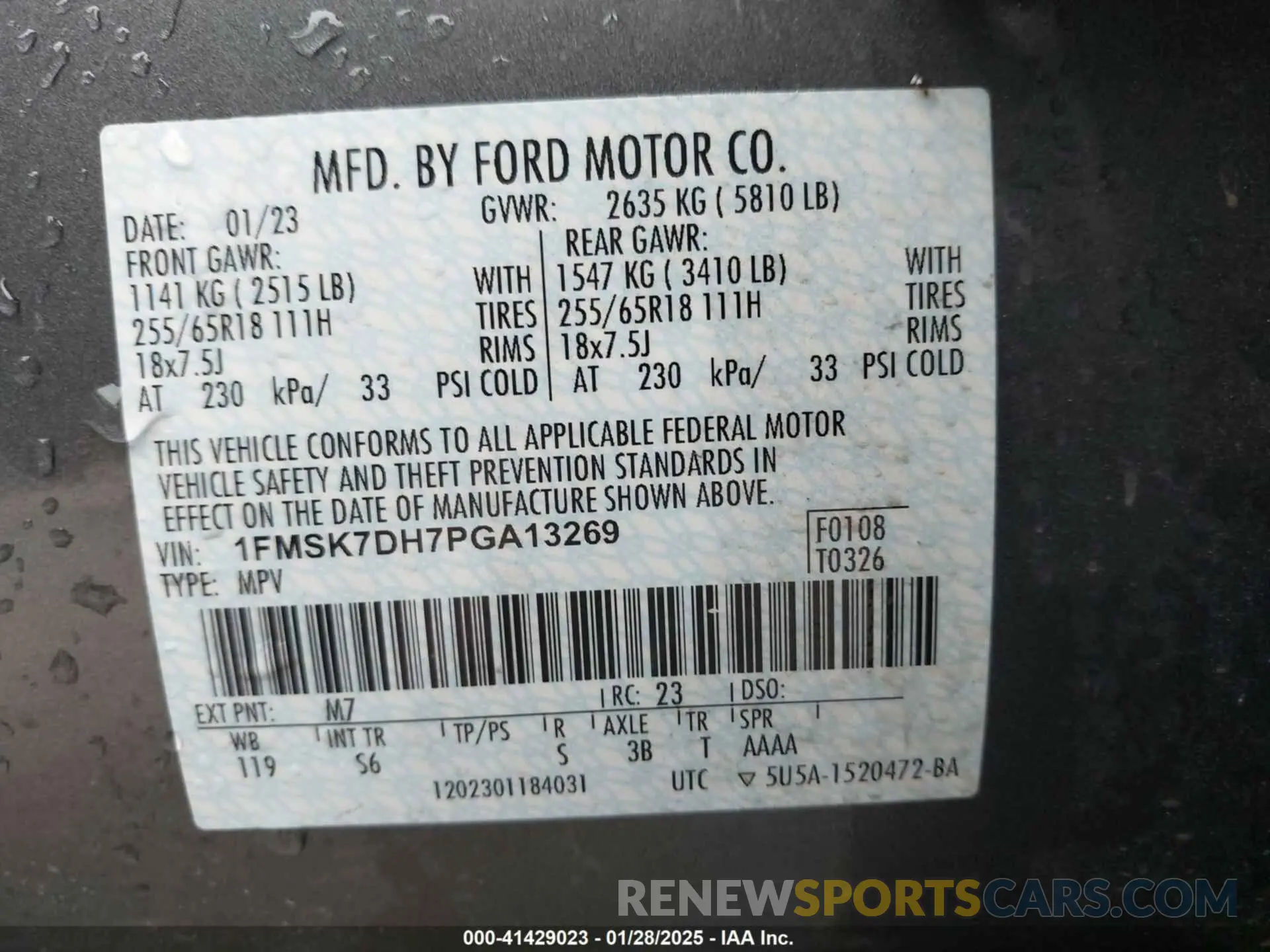 9 Photograph of a damaged car 1FMSK7DH7PGA13269 FORD EXPLORER 2023