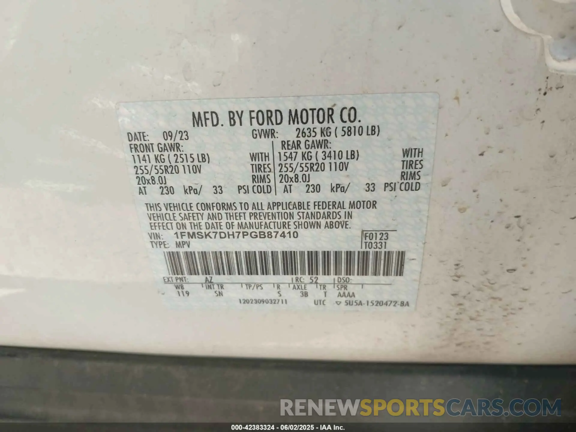 9 Photograph of a damaged car 1FMSK7DH7PGB87410 FORD EXPLORER 2023