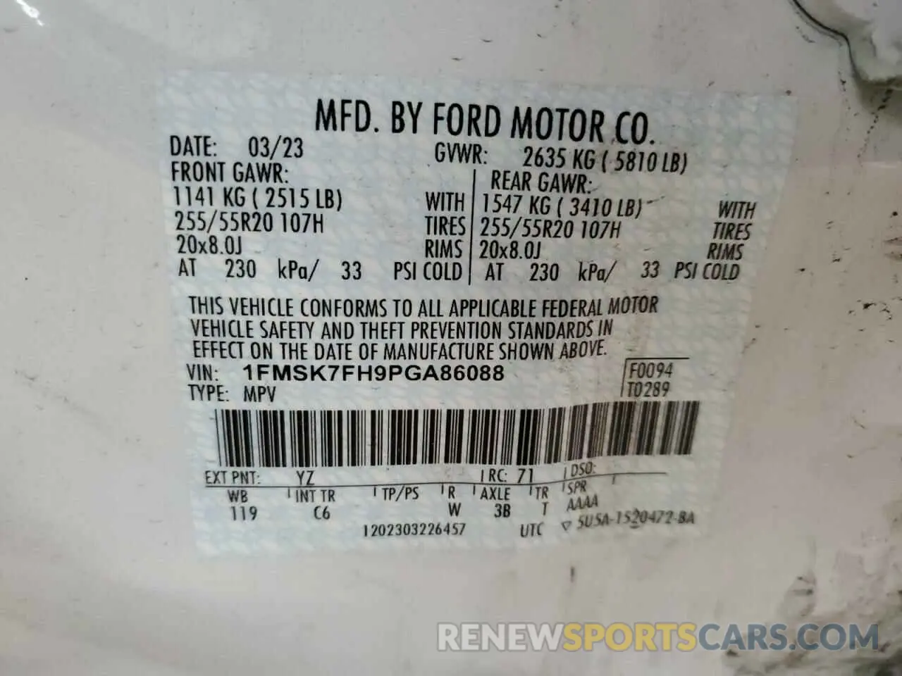 13 Photograph of a damaged car 1FMSK7FH9PGA86088 FORD EXPLORER 2023