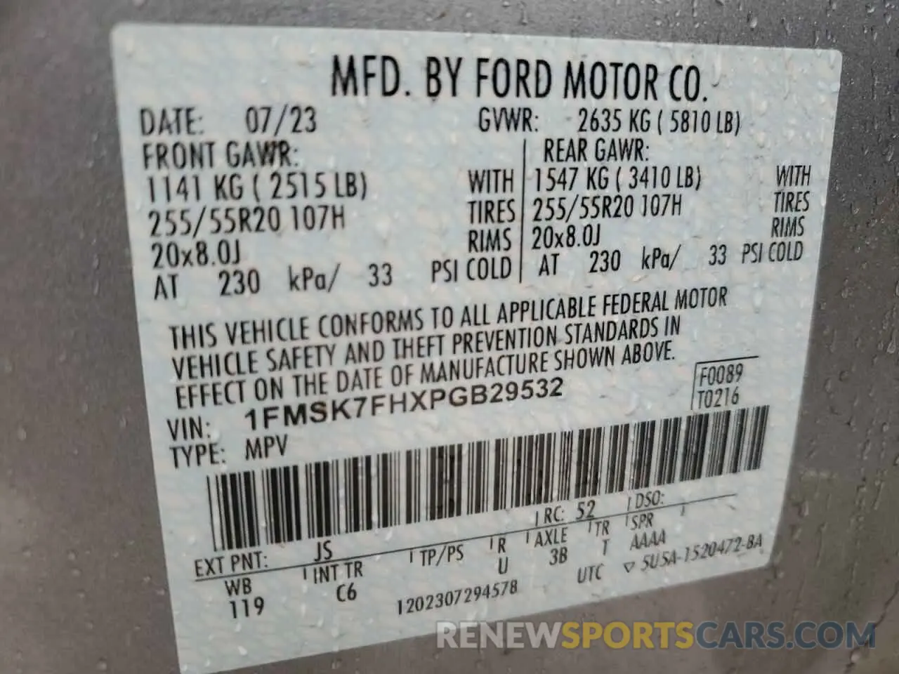 14 Photograph of a damaged car 1FMSK7FHXPGB29532 FORD EXPLORER 2023