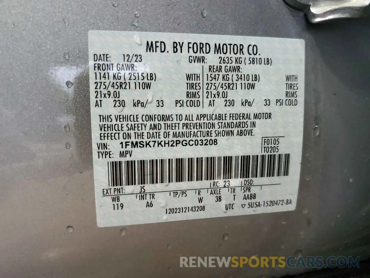 16 Photograph of a damaged car 1FMSK7KH2PGC03208 FORD EXPLORER 2023