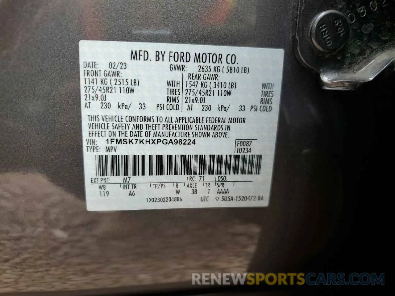 13 Photograph of a damaged car 1FMSK7KHXPGA98224 FORD EXPLORER 2023