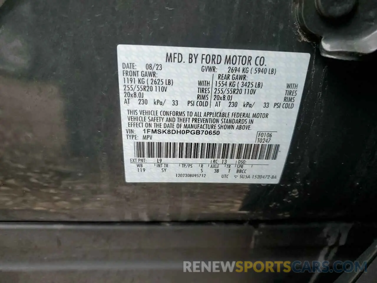 13 Photograph of a damaged car 1FMSK8DH0PGB70650 FORD EXPLORER 2023