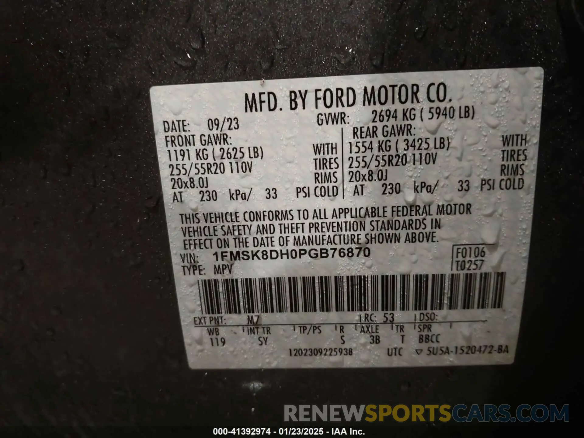 9 Photograph of a damaged car 1FMSK8DH0PGB76870 FORD EXPLORER 2023