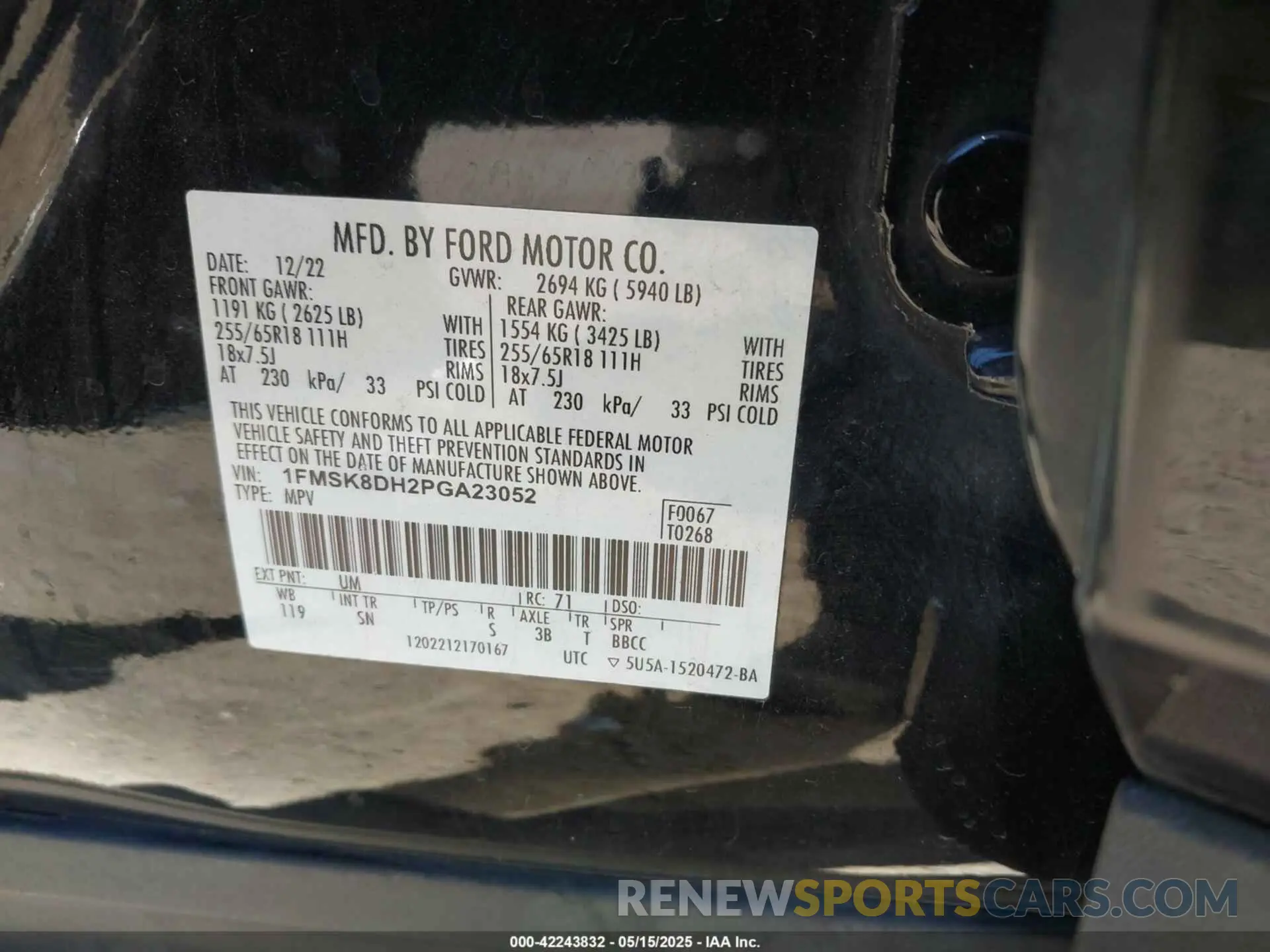9 Photograph of a damaged car 1FMSK8DH2PGA23052 FORD EXPLORER 2023