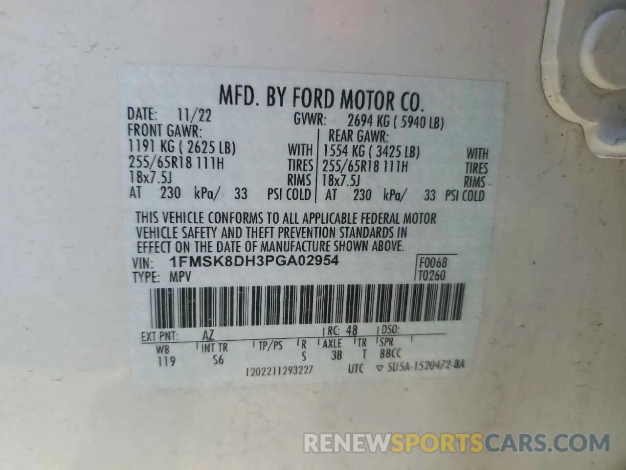 13 Photograph of a damaged car 1FMSK8DH3PGA02954 FORD EXPLORER 2023
