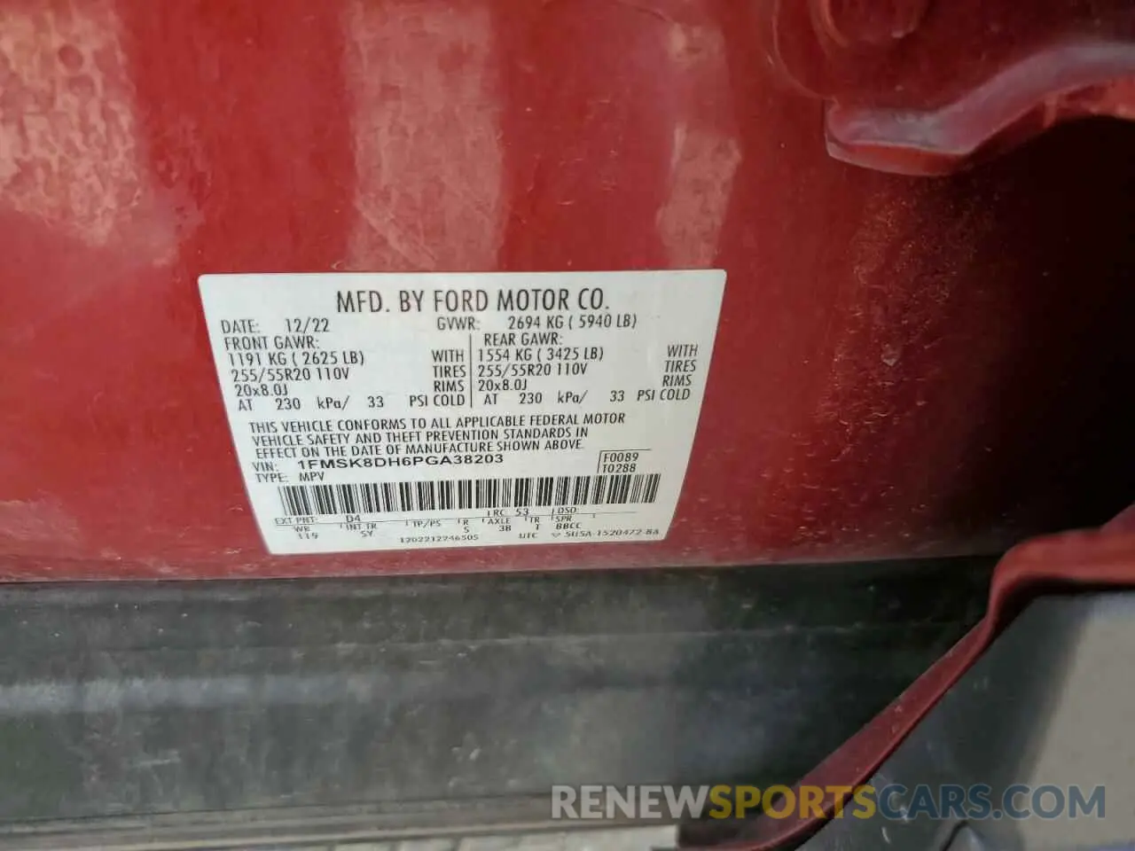 13 Photograph of a damaged car 1FMSK8DH6PGA38203 FORD EXPLORER 2023