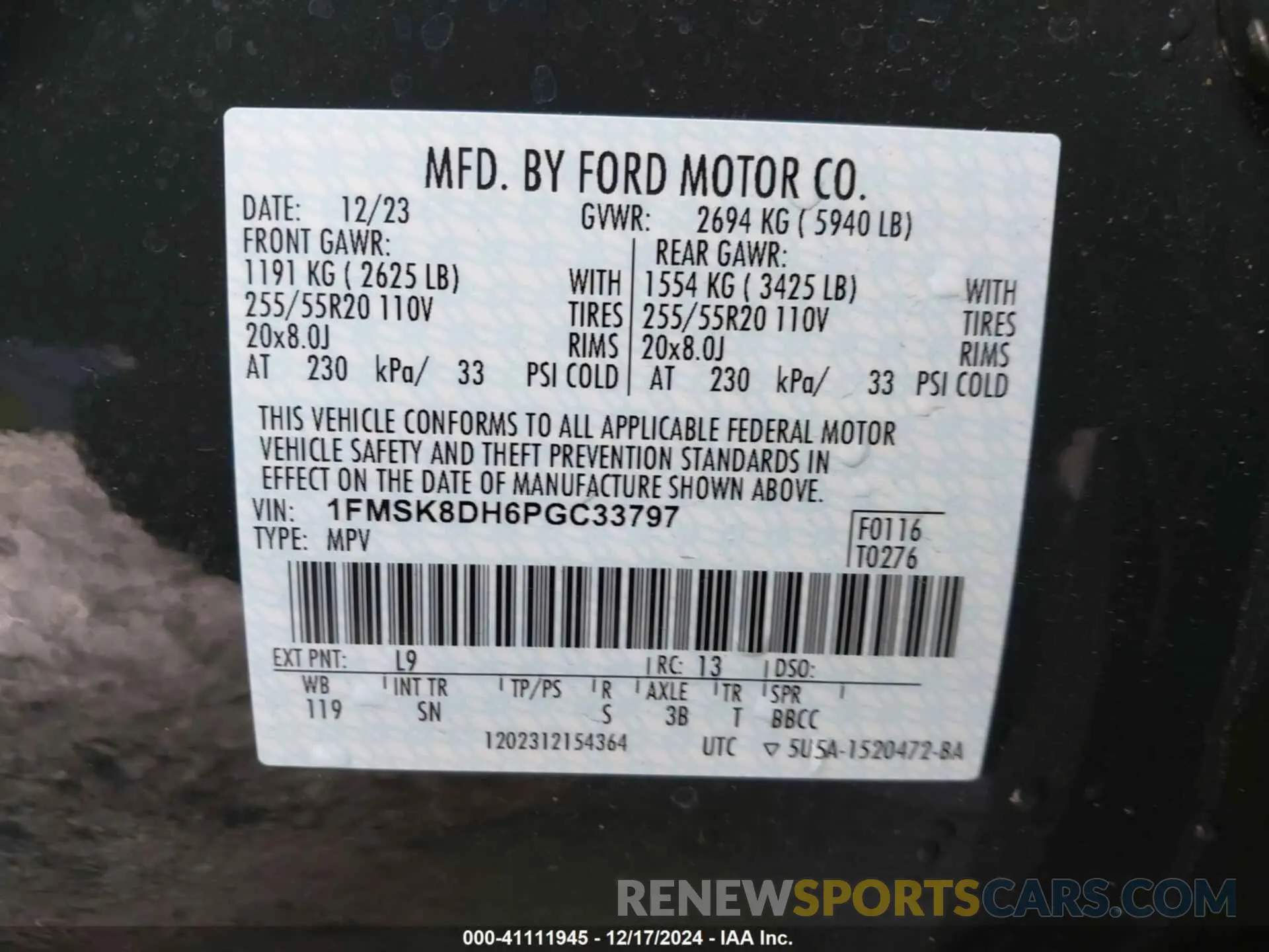 9 Photograph of a damaged car 1FMSK8DH6PGC33797 FORD EXPLORER 2023
