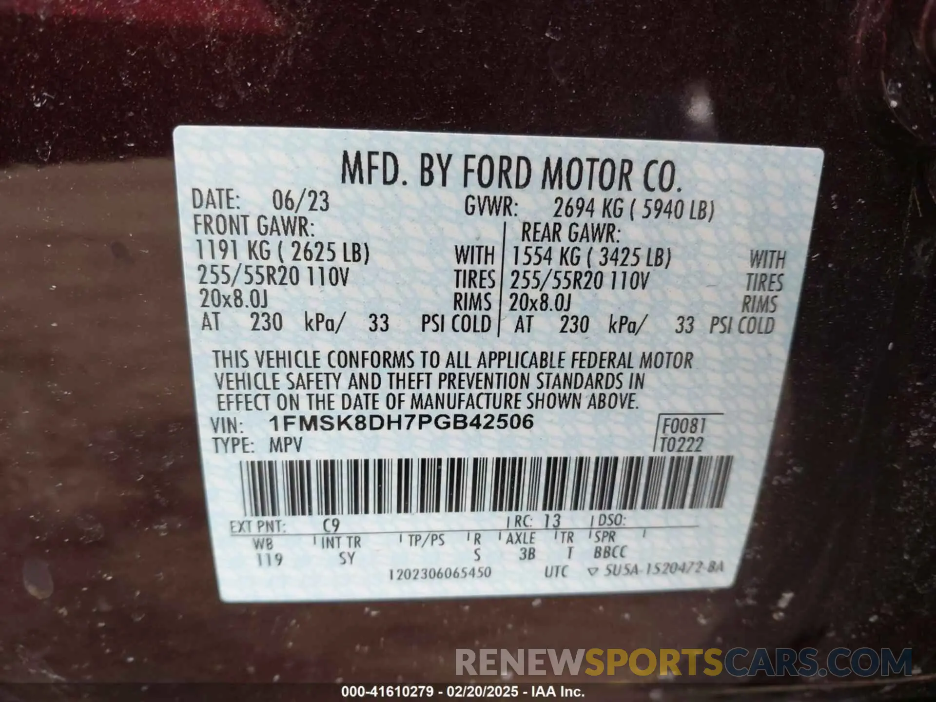 9 Photograph of a damaged car 1FMSK8DH7PGB42506 FORD EXPLORER 2023