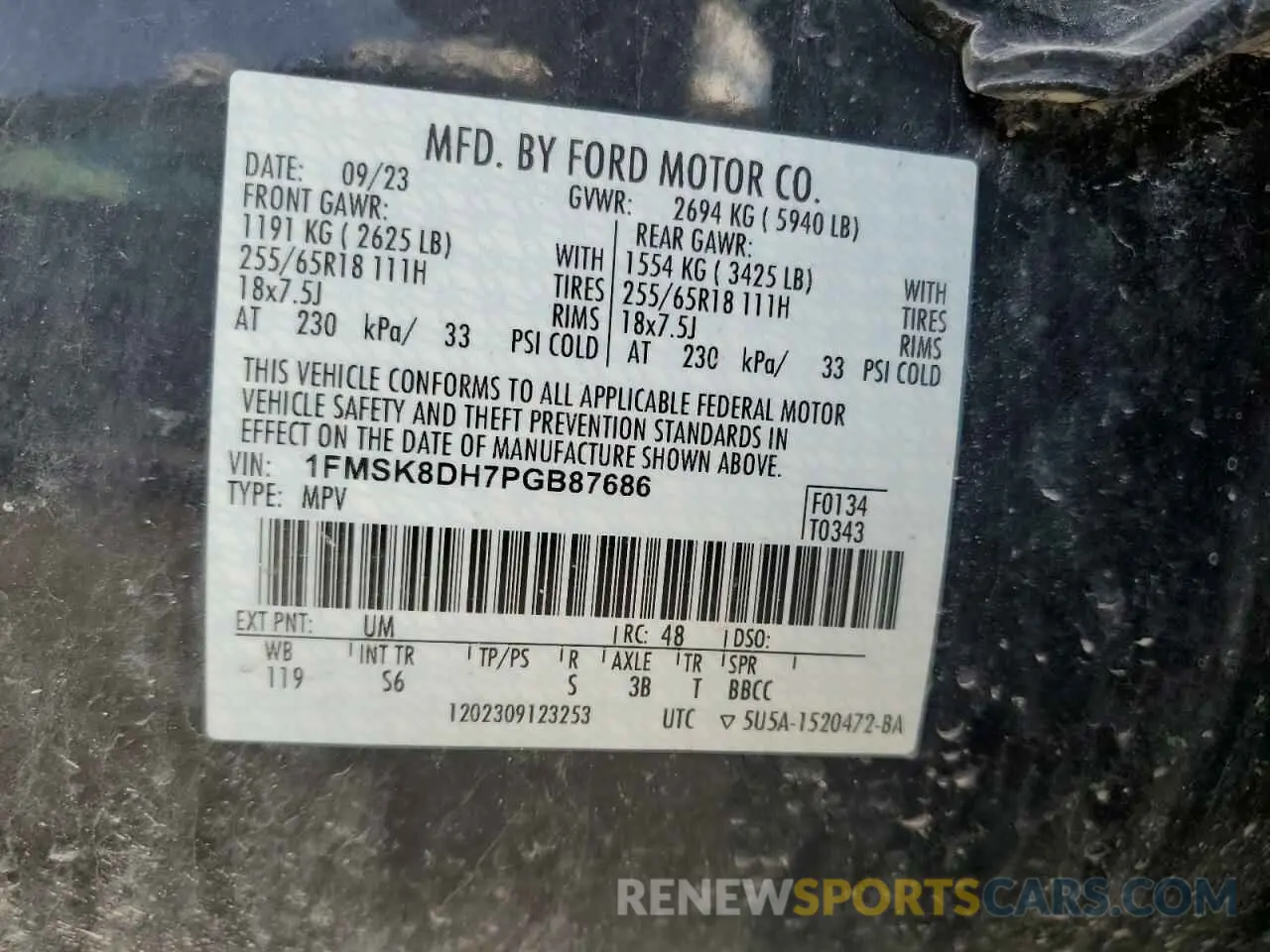 13 Photograph of a damaged car 1FMSK8DH7PGB87686 FORD EXPLORER 2023