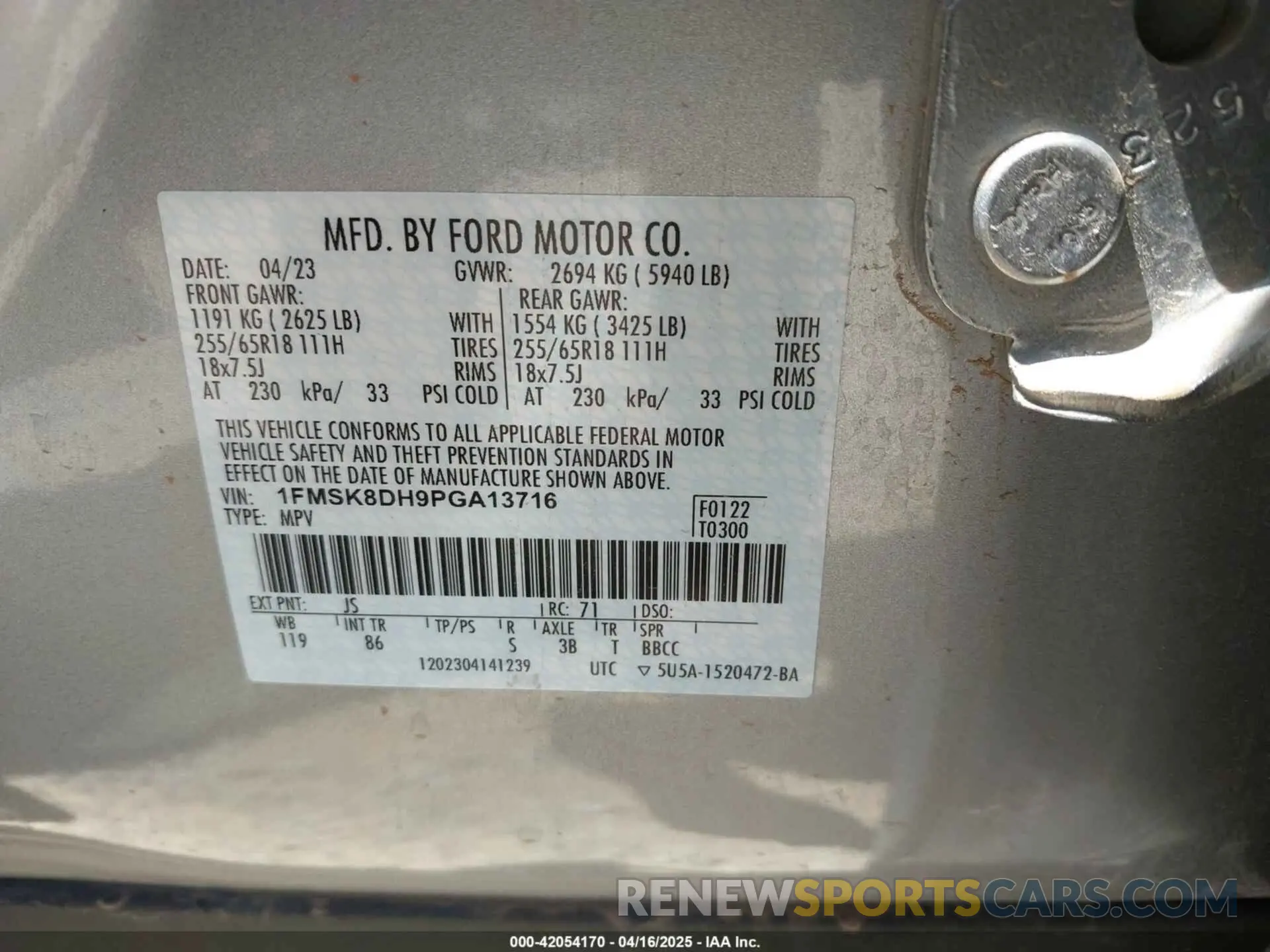 9 Photograph of a damaged car 1FMSK8DH9PGA13716 FORD EXPLORER 2023