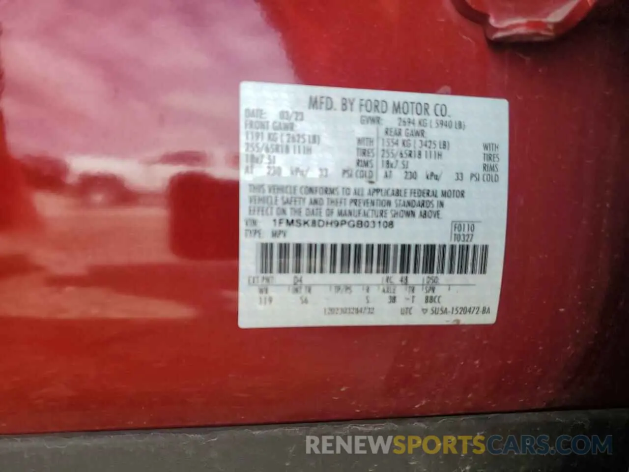 13 Photograph of a damaged car 1FMSK8DH9PGB03108 FORD EXPLORER 2023