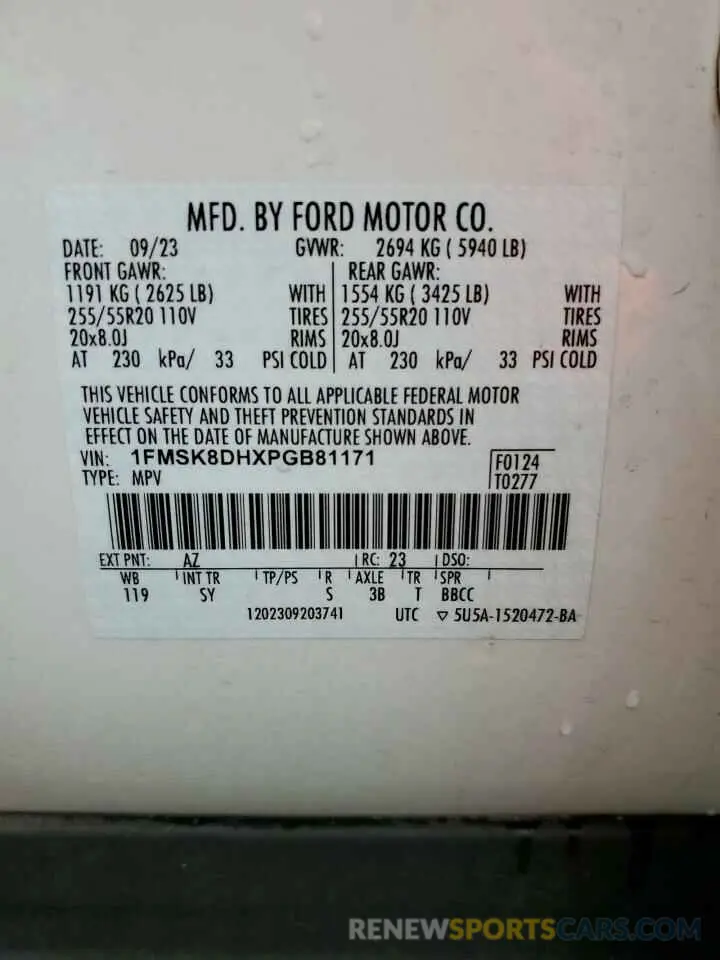 14 Photograph of a damaged car 1FMSK8DHXPGB81171 FORD EXPLORER 2023