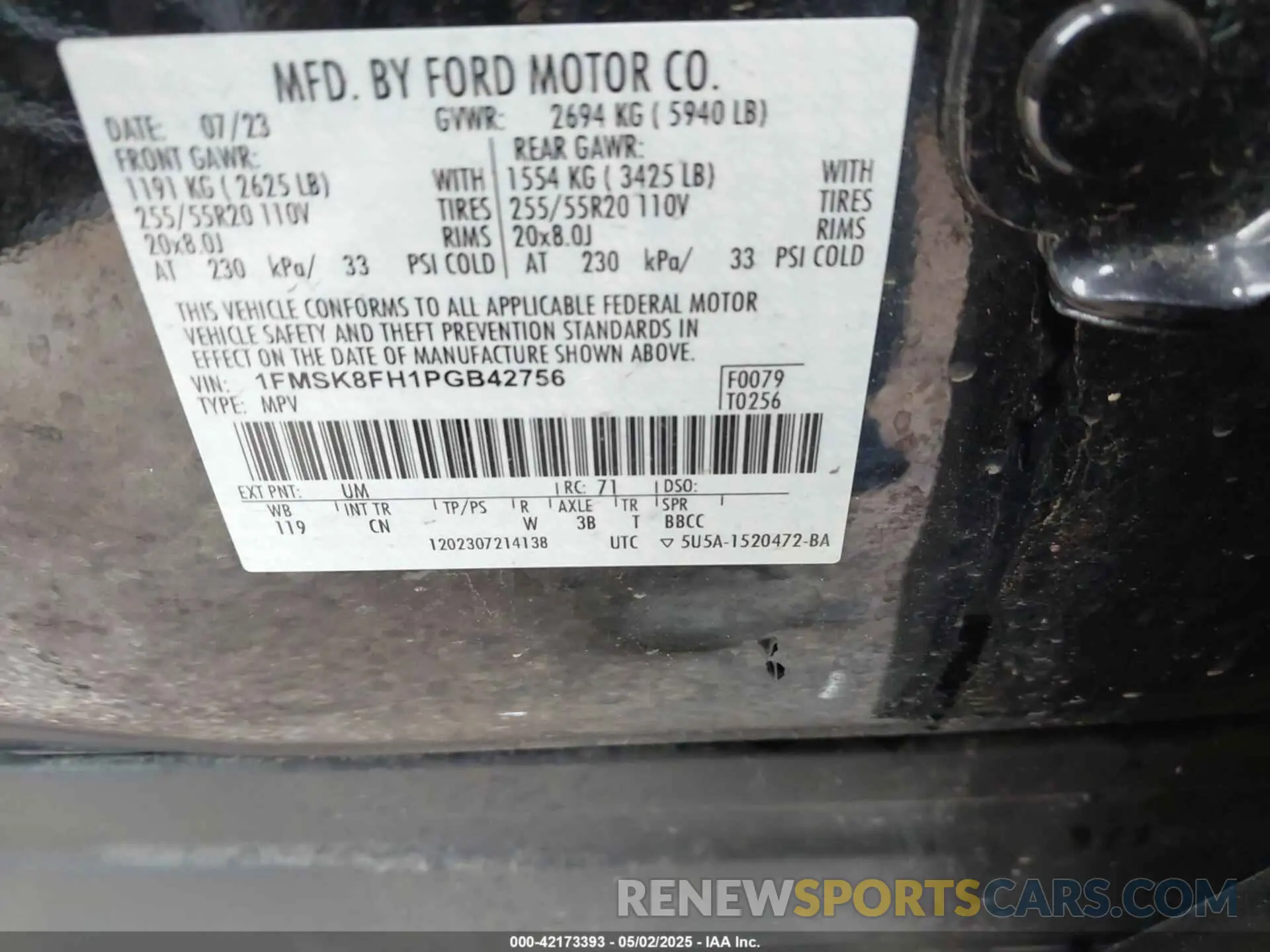 9 Photograph of a damaged car 1FMSK8FH1PGB42756 FORD EXPLORER 2023