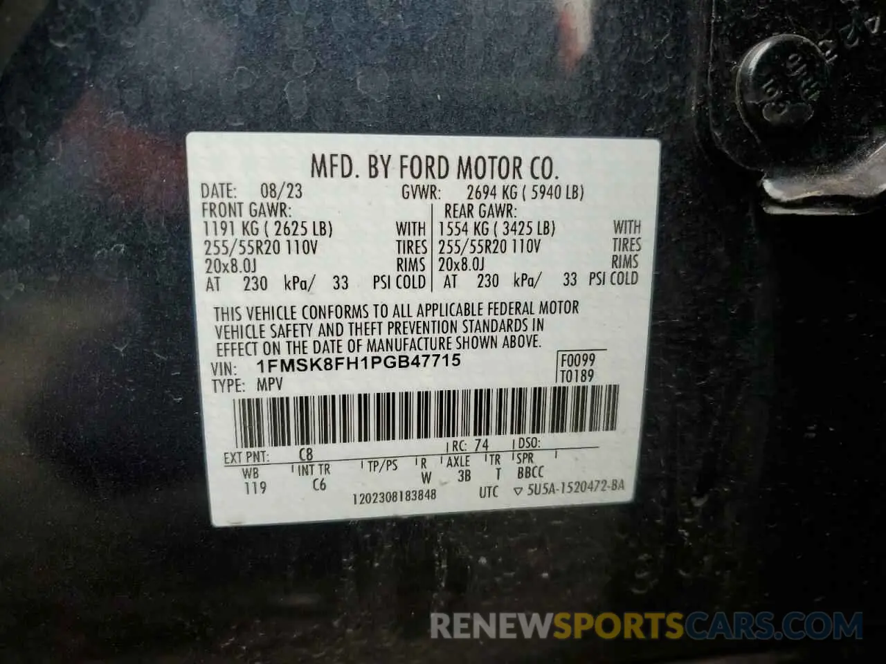 14 Photograph of a damaged car 1FMSK8FH1PGB47715 FORD EXPLORER 2023