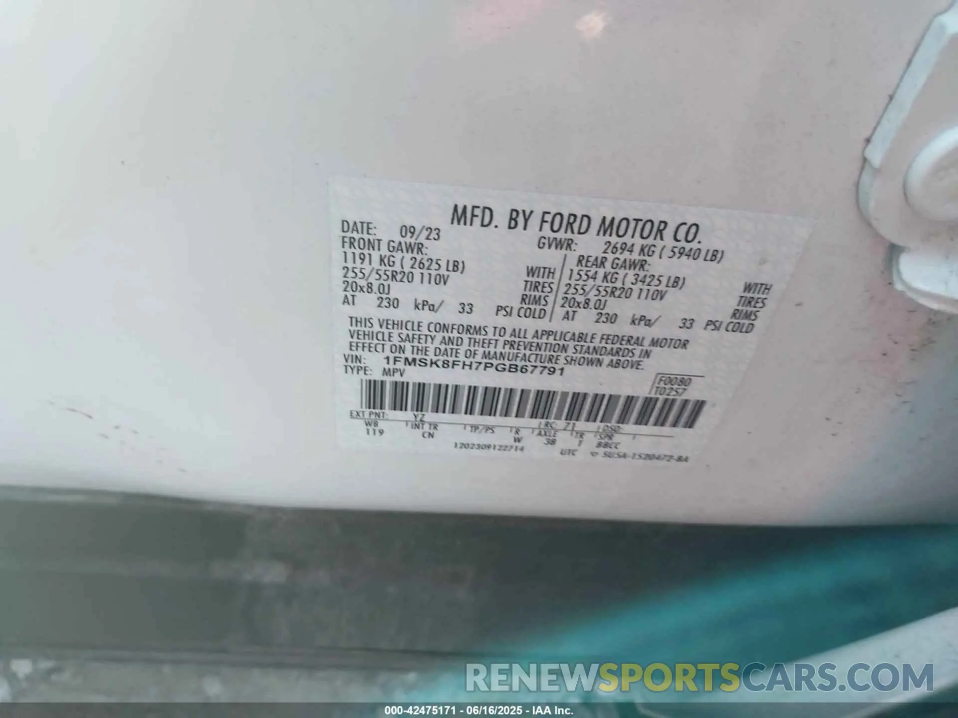 9 Photograph of a damaged car 1FMSK8FH7PGB67791 FORD EXPLORER 2023