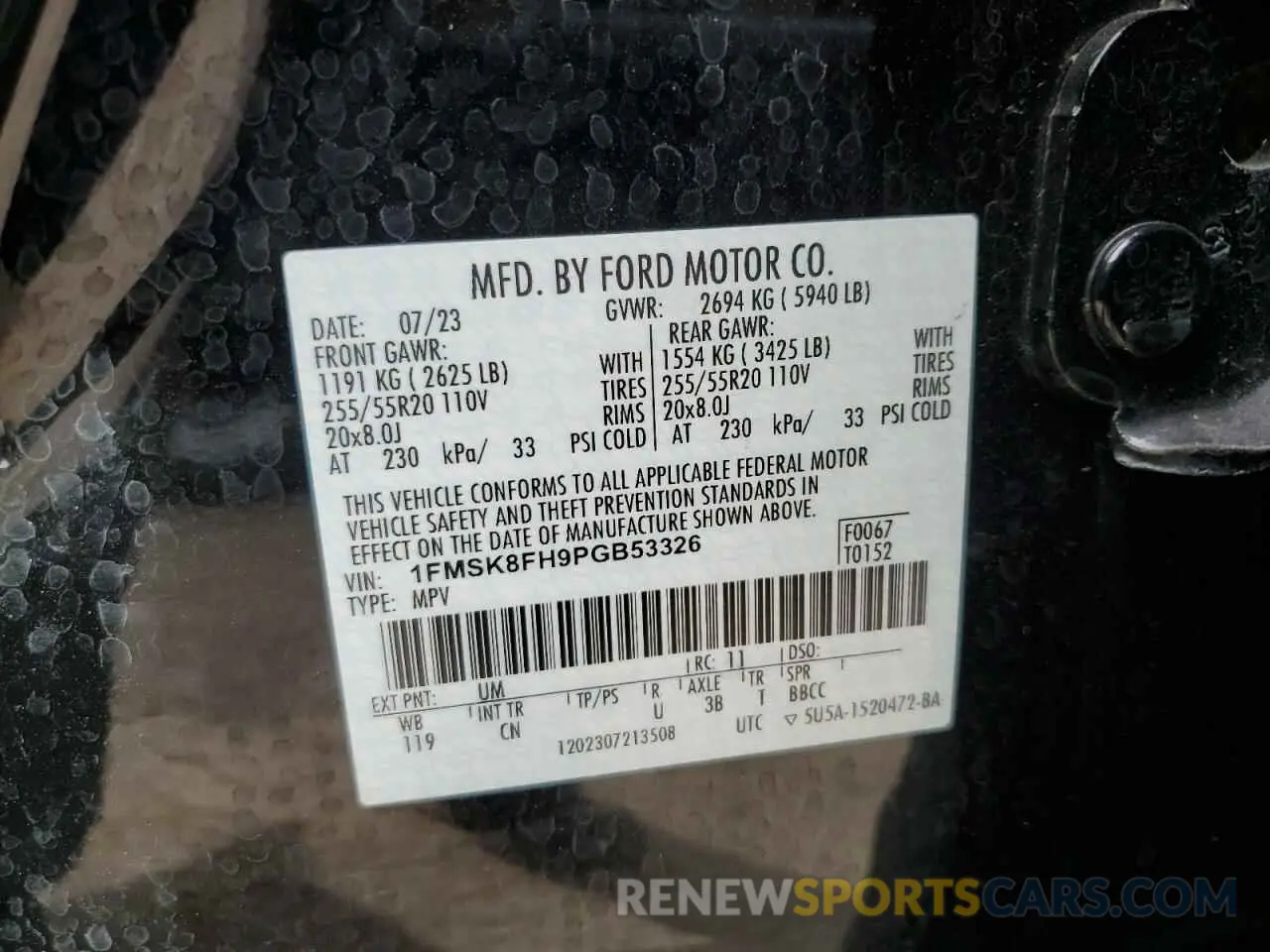 15 Photograph of a damaged car 1FMSK8FH9PGB53326 FORD EXPLORER 2023
