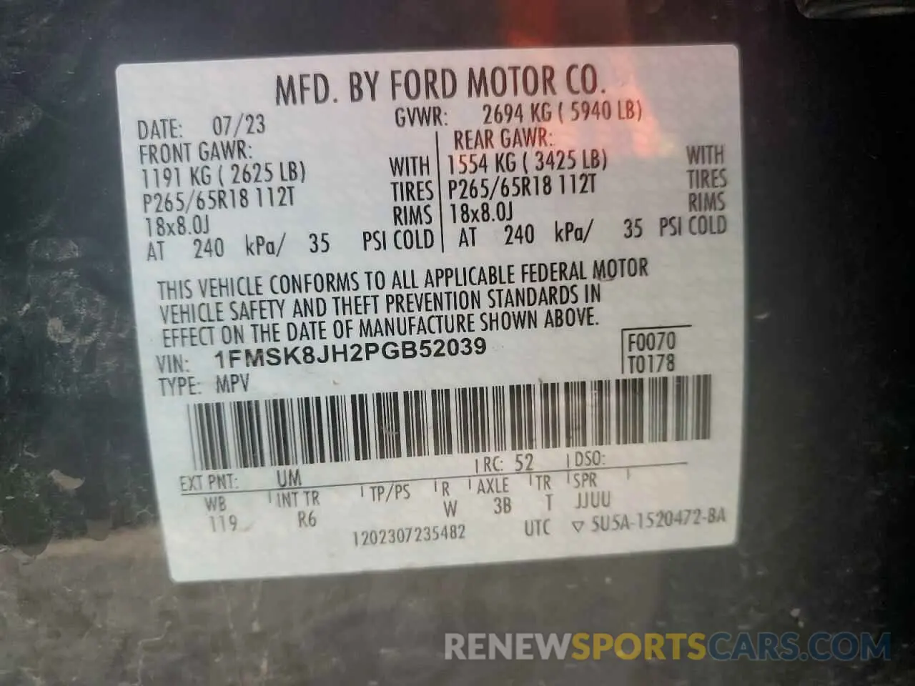 12 Photograph of a damaged car 1FMSK8JH2PGB52039 FORD EXPLORER 2023
