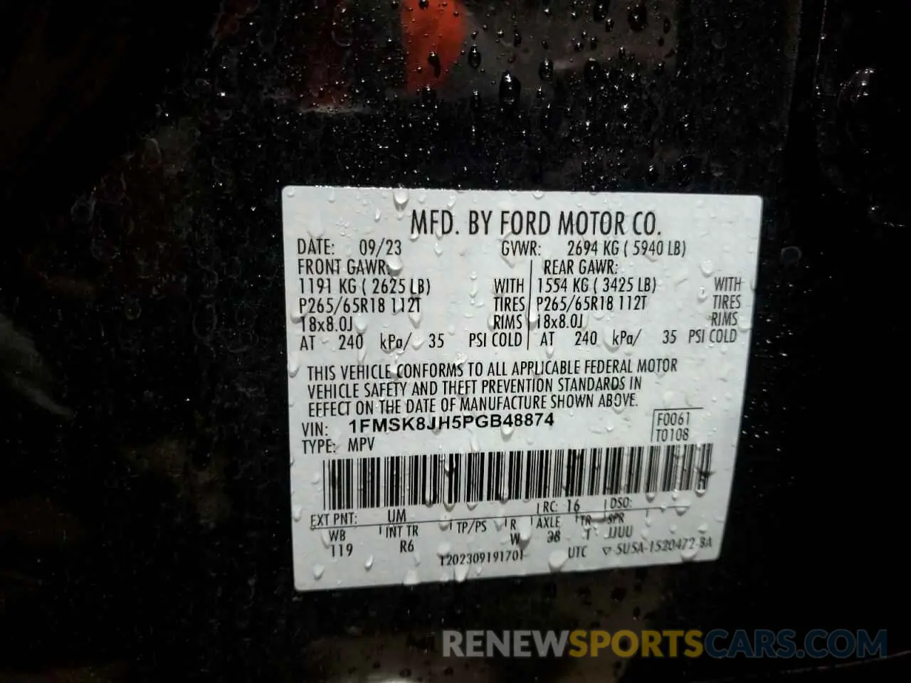 13 Photograph of a damaged car 1FMSK8JH5PGB48874 FORD EXPLORER 2023