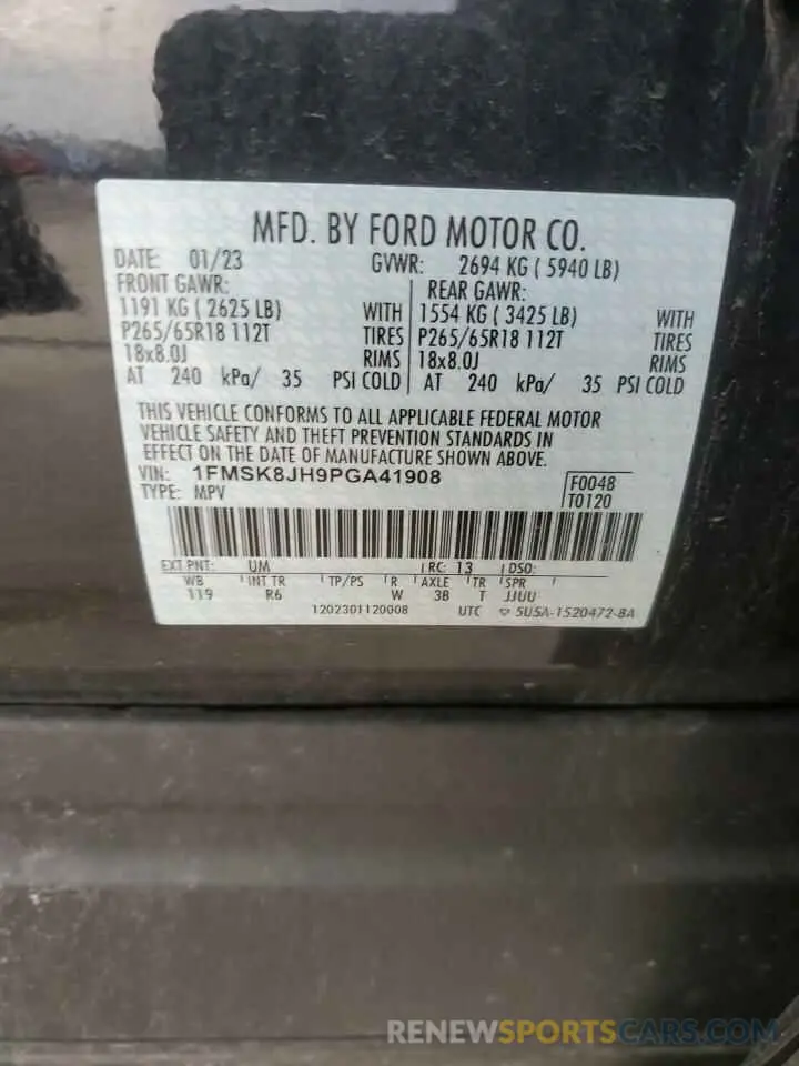 13 Photograph of a damaged car 1FMSK8JH9PGA41908 FORD EXPLORER 2023