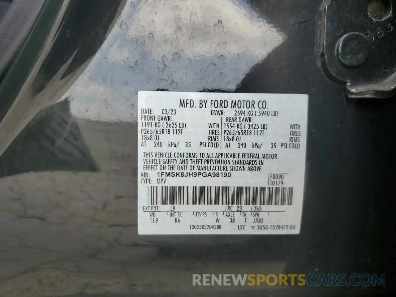 15 Photograph of a damaged car 1FMSK8JH9PGA98190 FORD EXPLORER 2023