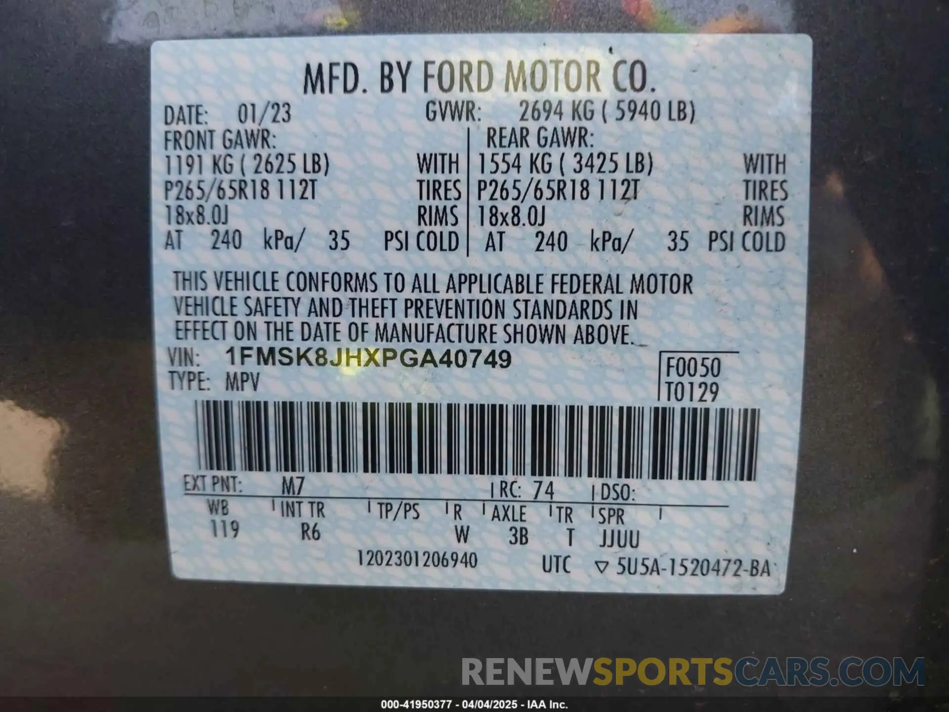 9 Photograph of a damaged car 1FMSK8JHXPGA40749 FORD EXPLORER 2023