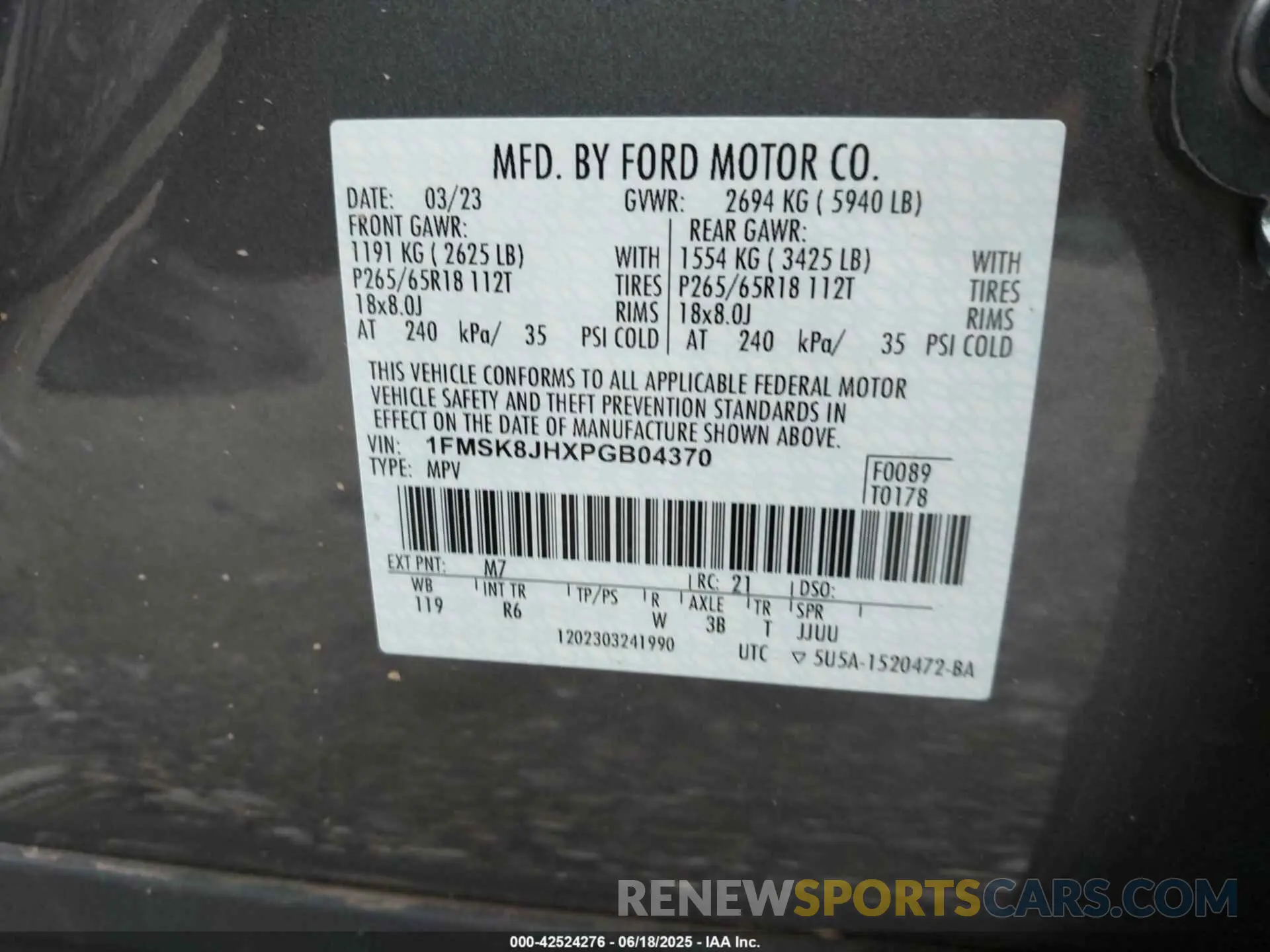 9 Photograph of a damaged car 1FMSK8JHXPGB04370 FORD EXPLORER 2023