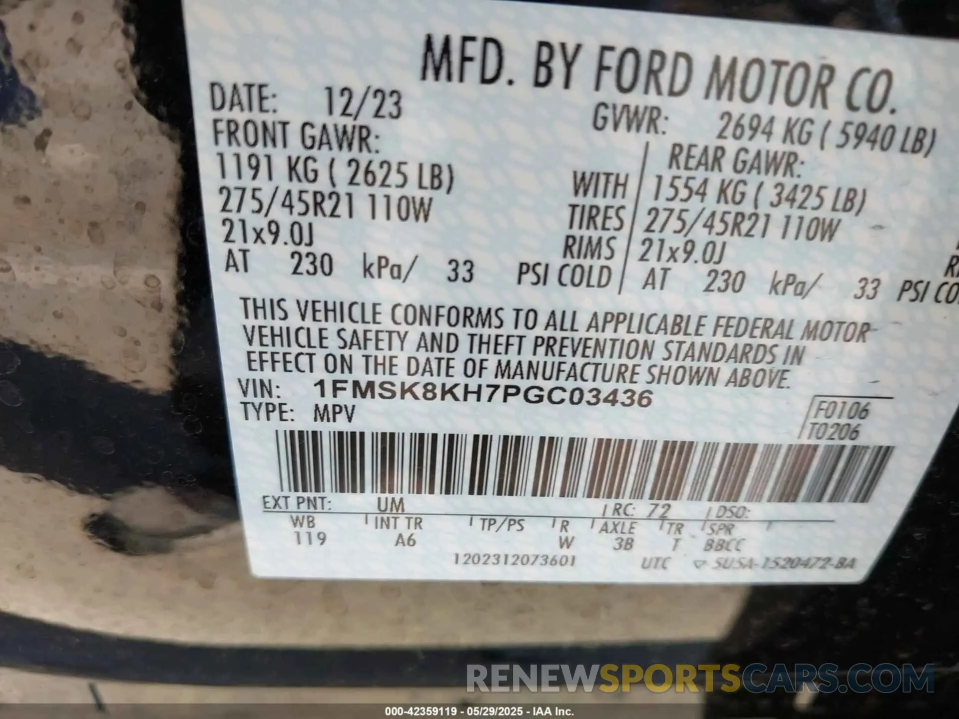 9 Photograph of a damaged car 1FMSK8KH7PGC03436 FORD EXPLORER 2023