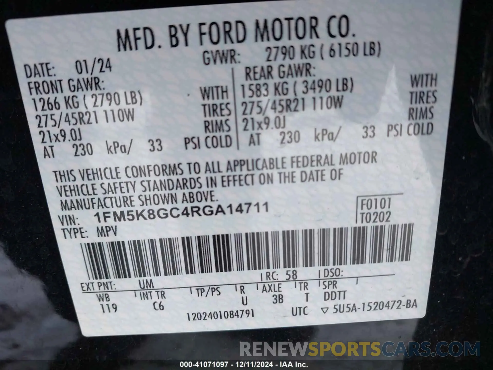 9 Photograph of a damaged car 1FM5K8GC4RGA14711 FORD EXPLORER 2024