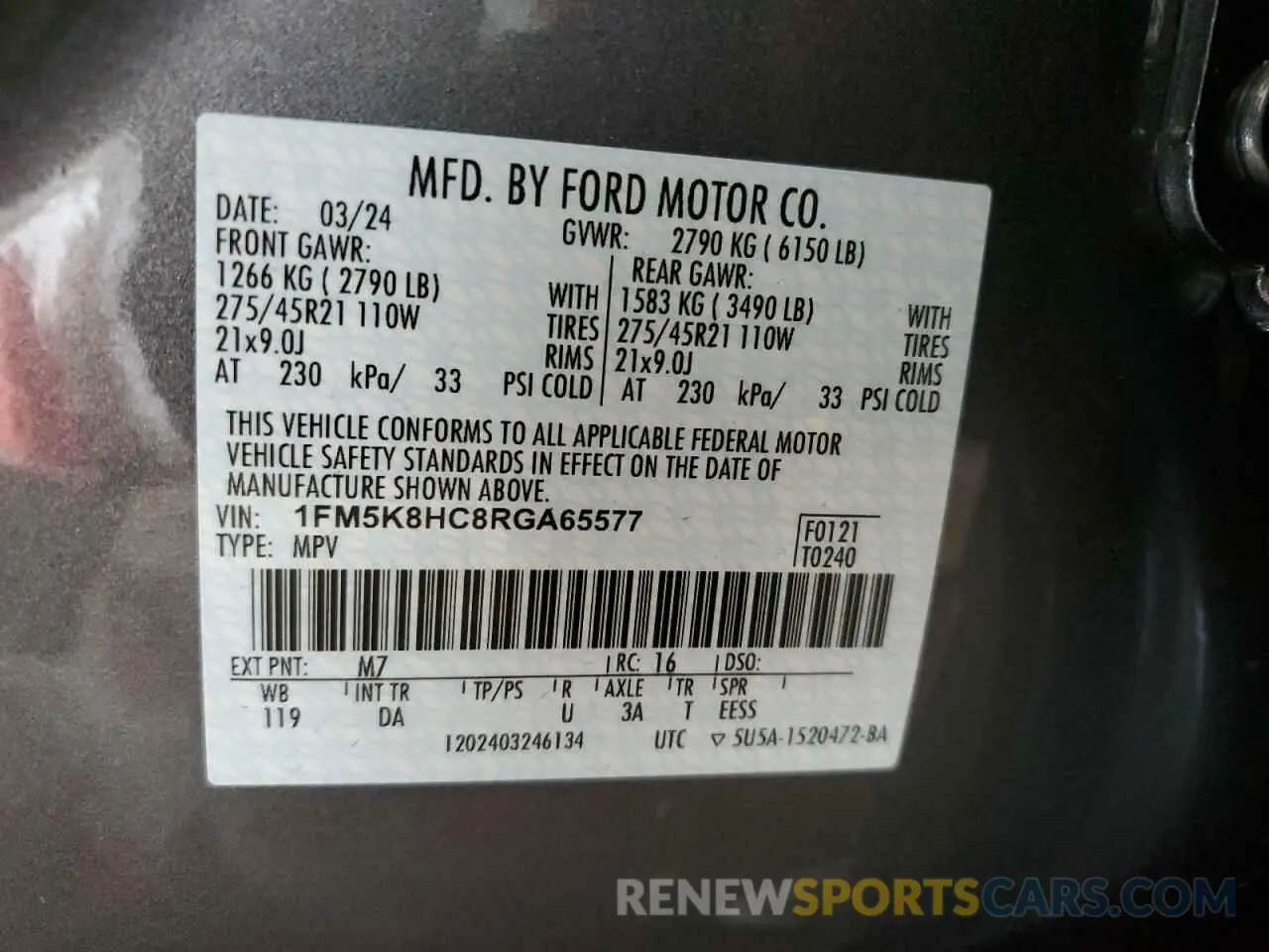 13 Photograph of a damaged car 1FM5K8HC8RGA65577 FORD EXPLORER 2024