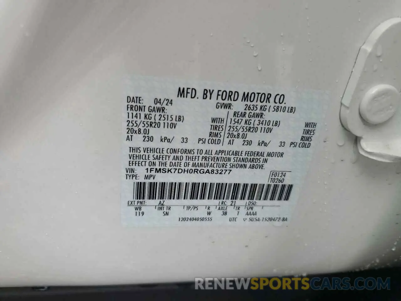 13 Photograph of a damaged car 1FMSK7DH0RGA83277 FORD EXPLORER 2024