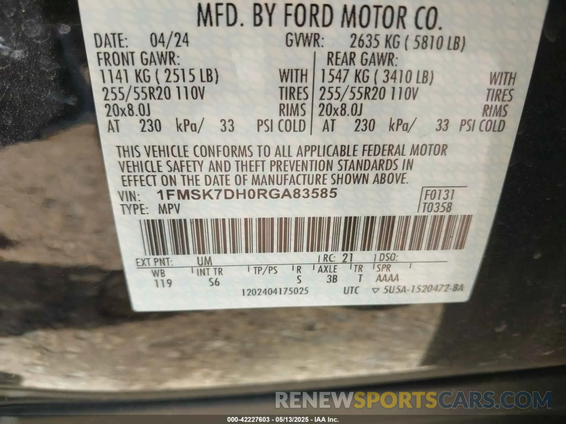 9 Photograph of a damaged car 1FMSK7DH0RGA83585 FORD EXPLORER 2024