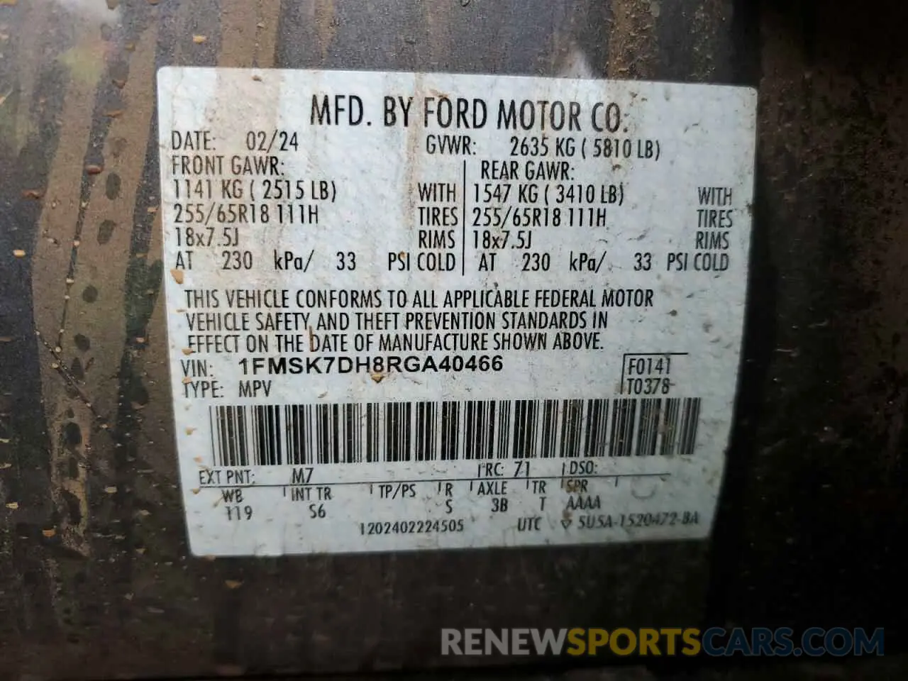 13 Photograph of a damaged car 1FMSK7DH8RGA40466 FORD EXPLORER 2024