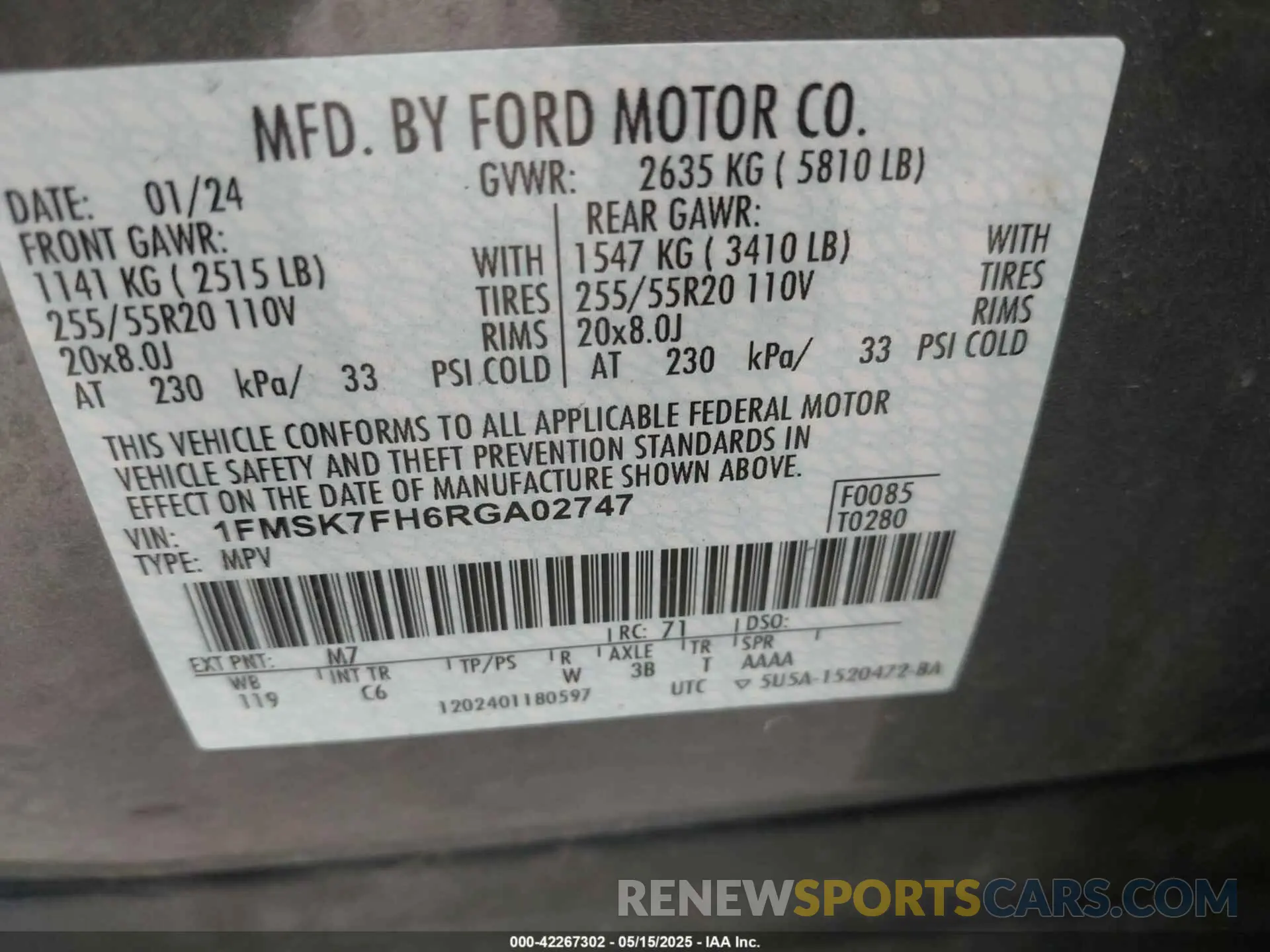 9 Photograph of a damaged car 1FMSK7FH6RGA02747 FORD EXPLORER 2024