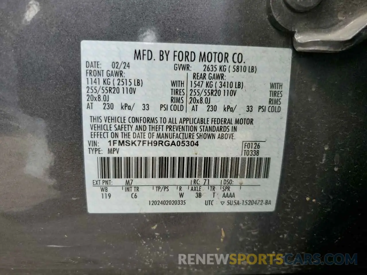 13 Photograph of a damaged car 1FMSK7FH9RGA05304 FORD EXPLORER 2024