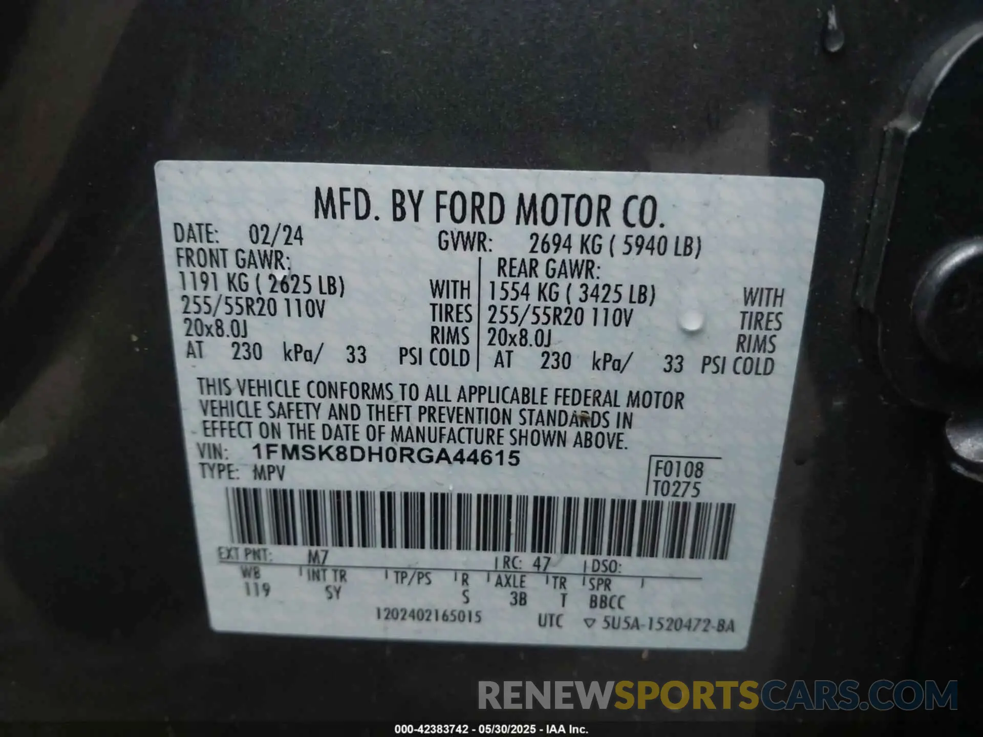 9 Photograph of a damaged car 1FMSK8DH0RGA44615 FORD EXPLORER 2024