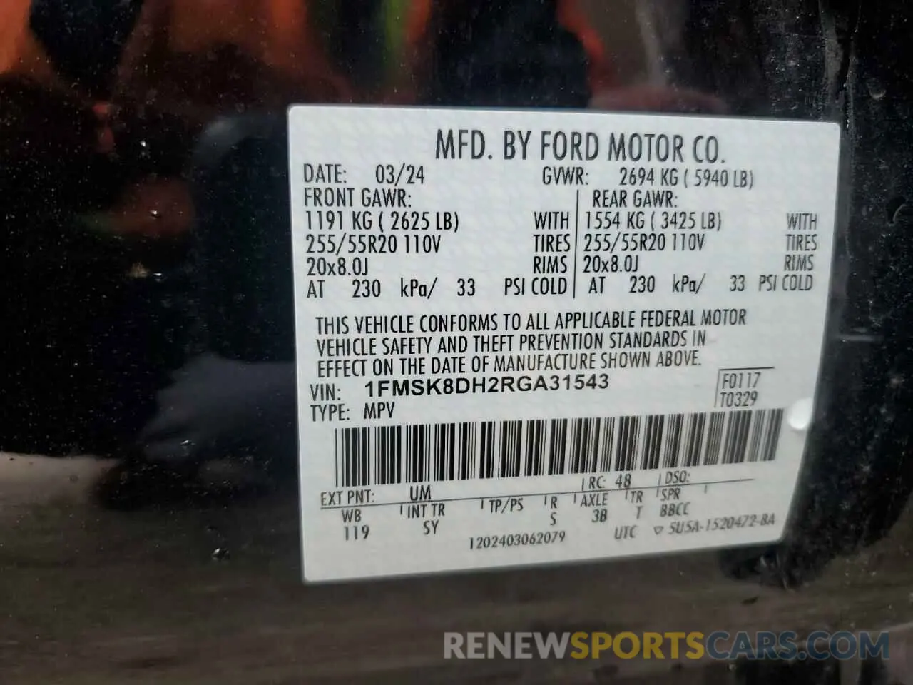 14 Photograph of a damaged car 1FMSK8DH2RGA31543 FORD EXPLORER 2024