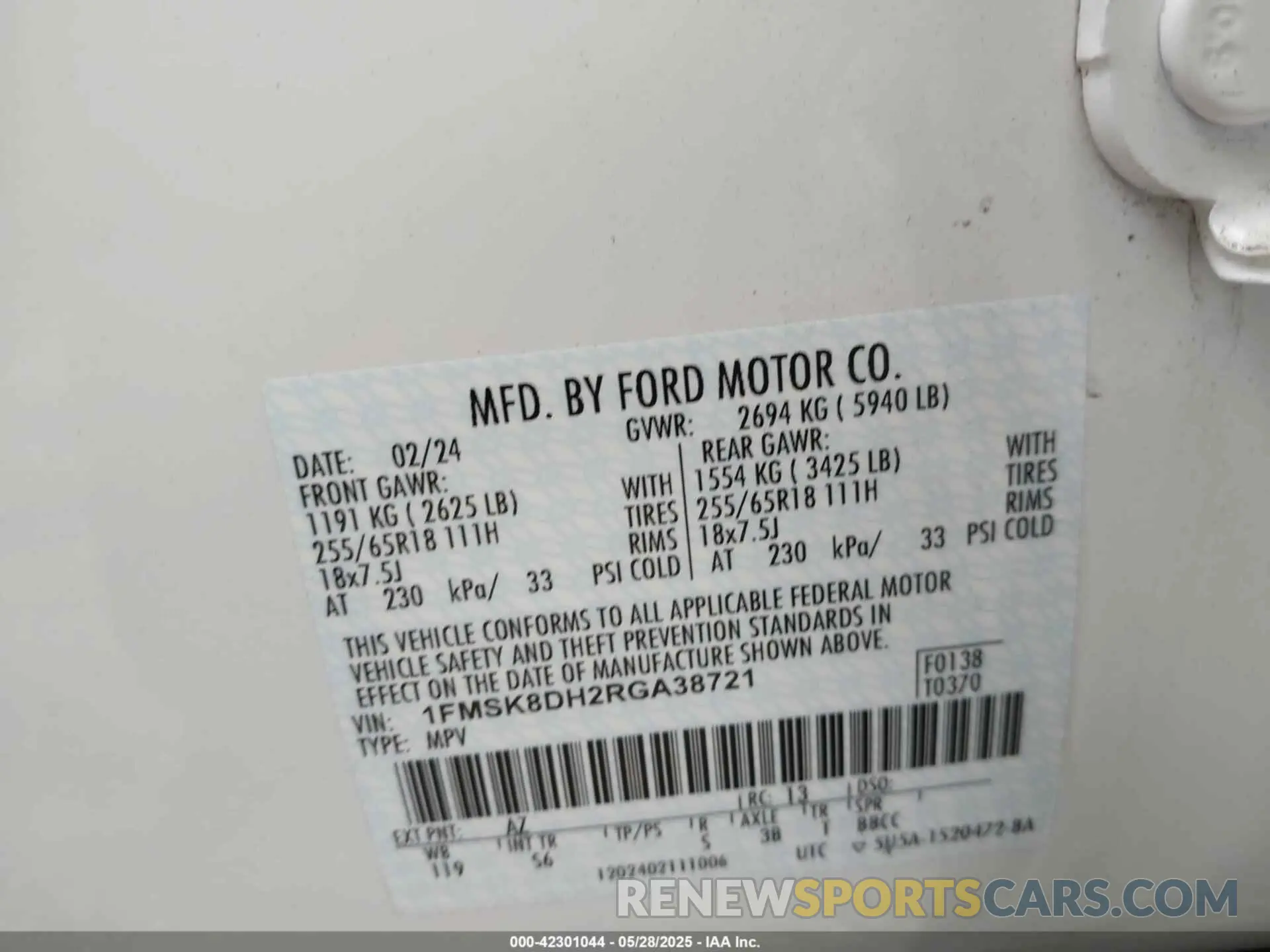 9 Photograph of a damaged car 1FMSK8DH2RGA38721 FORD EXPLORER 2024