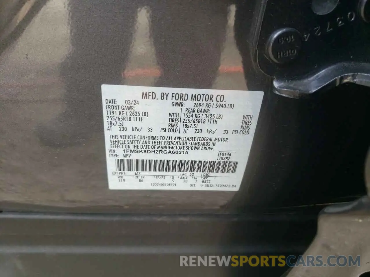 13 Photograph of a damaged car 1FMSK8DH2RGA60315 FORD EXPLORER 2024