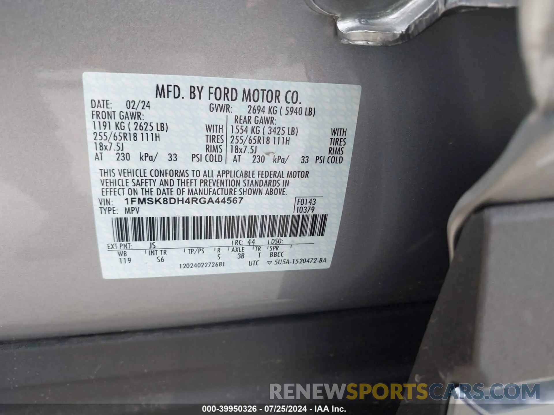 9 Photograph of a damaged car 1FMSK8DH4RGA44567 FORD EXPLORER 2024