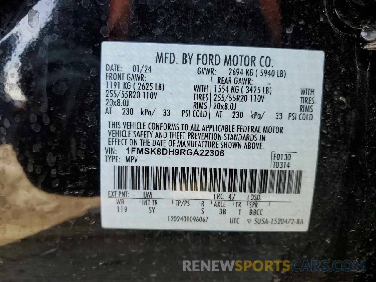 13 Photograph of a damaged car 1FMSK8DH9RGA22306 FORD EXPLORER 2024