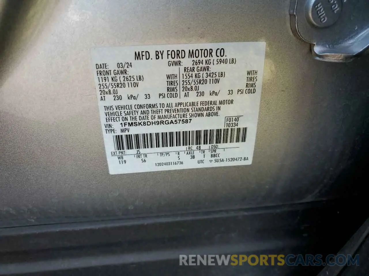 13 Photograph of a damaged car 1FMSK8DH9RGA57587 FORD EXPLORER 2024