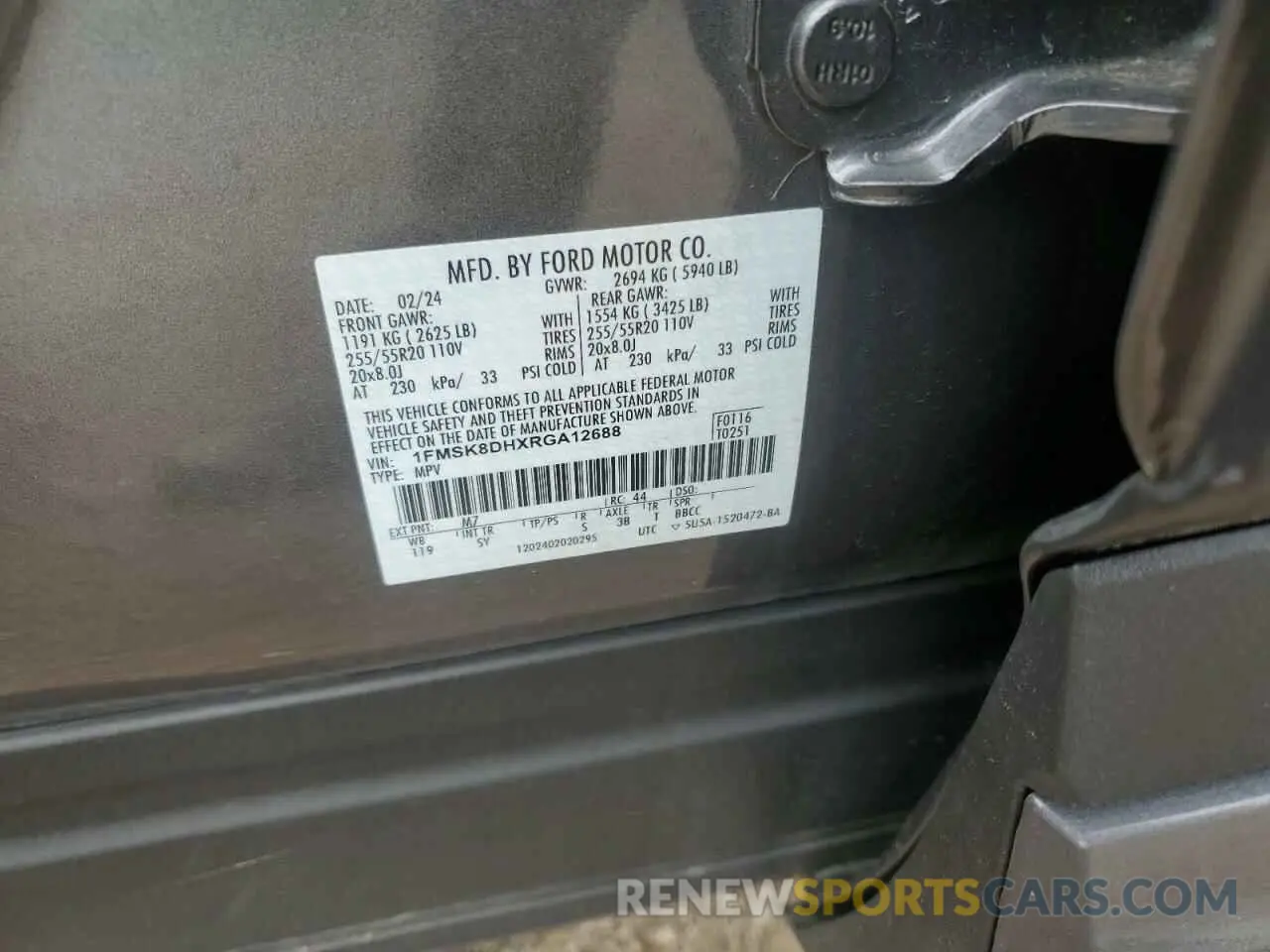 13 Photograph of a damaged car 1FMSK8DHXRGA12688 FORD EXPLORER 2024