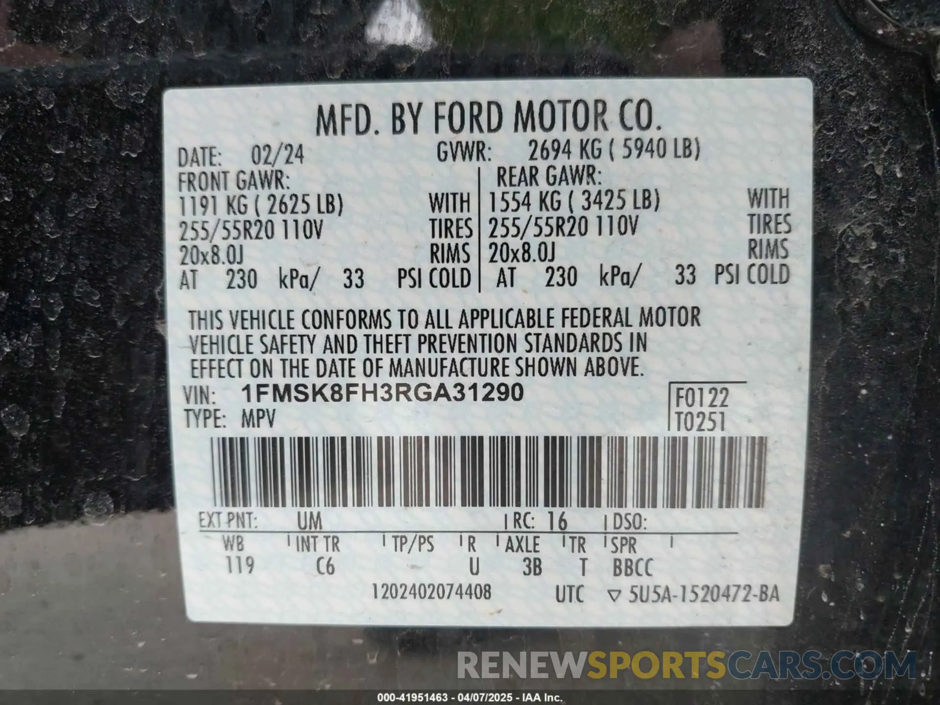 9 Photograph of a damaged car 1FMSK8FH3RGA31290 FORD EXPLORER 2024